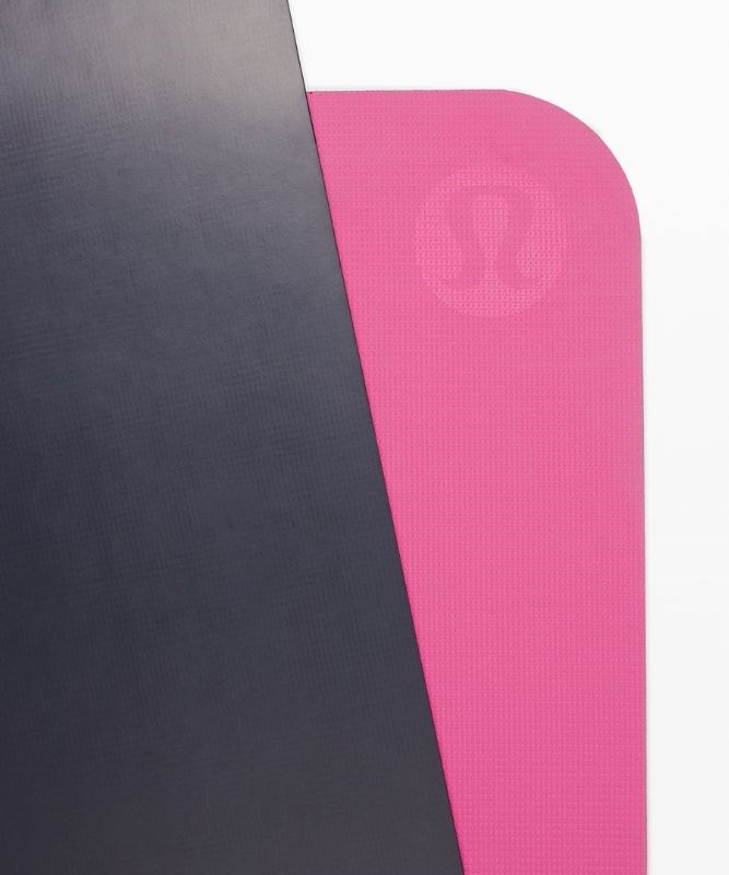 Lululemon Yoga Mats Canada Online Free Shipping - True Navy / Sonic Pink  The Reversible Mat 5mm Wordmark Accessories