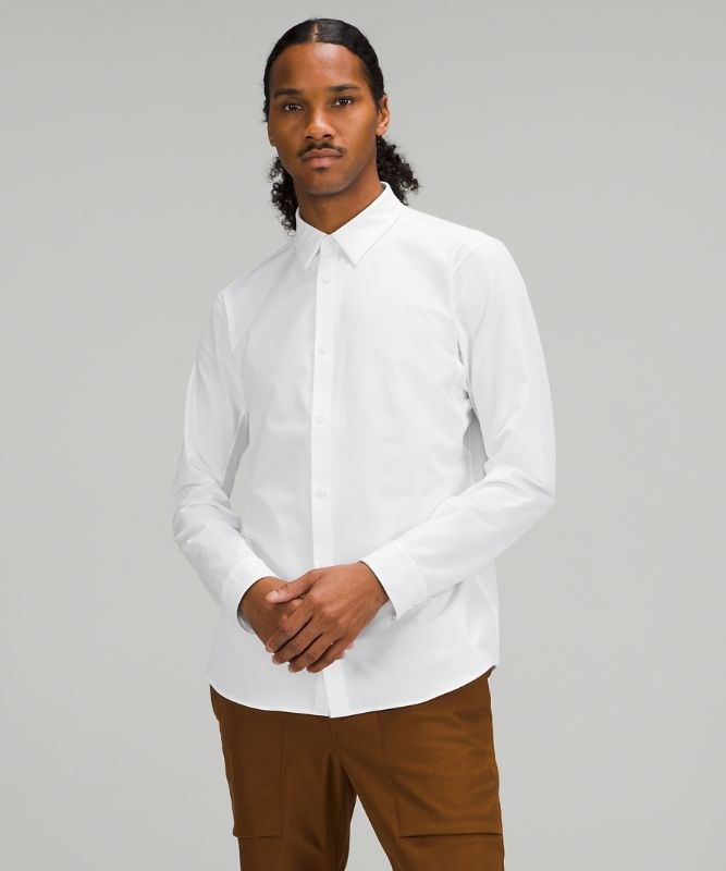 Lululemon Mens Long Sleeve Tops Deals - White New Venture Long Sleeve Shirt